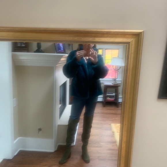 Donna Salyers fabulous furs deep teal faux fur jacket - Picture 10 of 10